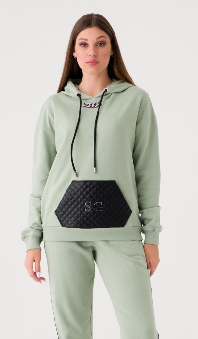 Hooded Tracksuit With Pocket On The Front 