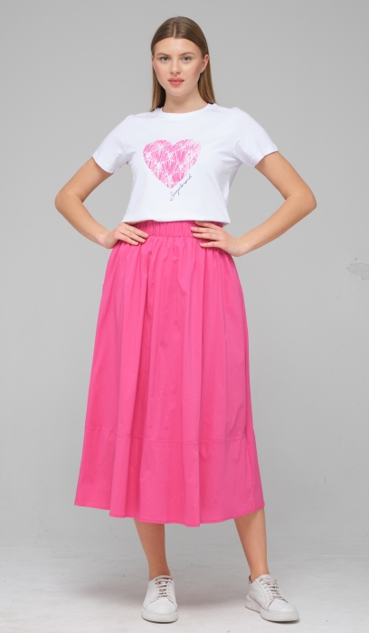 SKIRT SET WITH HEART PRINTED T