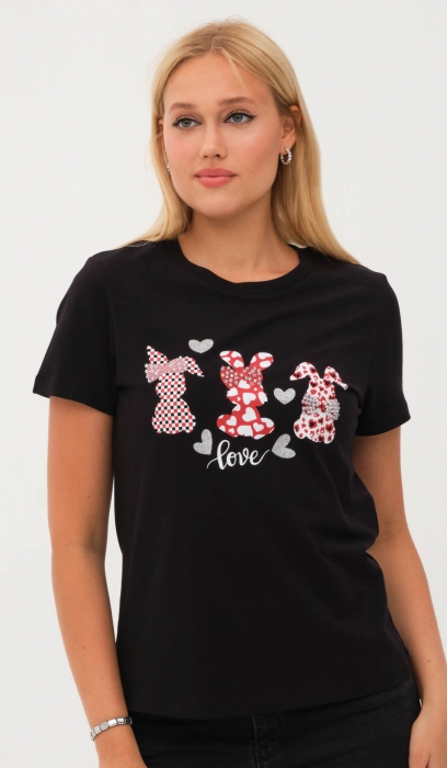 RABBIT WITH HEARTS PRINTED T