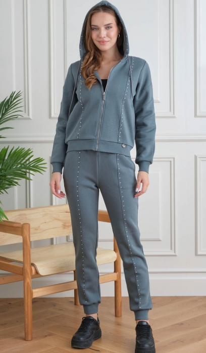 2PCS HOODED TRACKSUIT WITH ZIPPER 