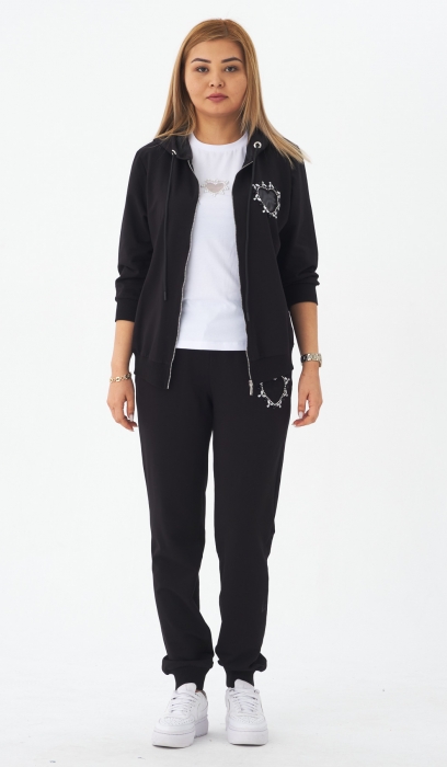 THREE PCS TRACKSUIT WITH TULLE HEART ACCESSORY 