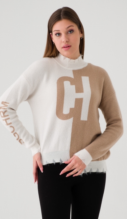 Ripped Sweatshirt With CH  Lettering 
