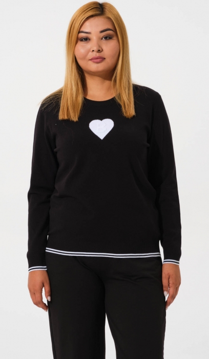 TRICOT SWEATER WITH HEART PRINT 