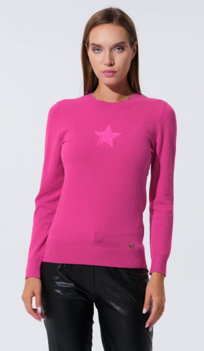 TRICOT FITTED SWEATER WITH A STAR STAMP 